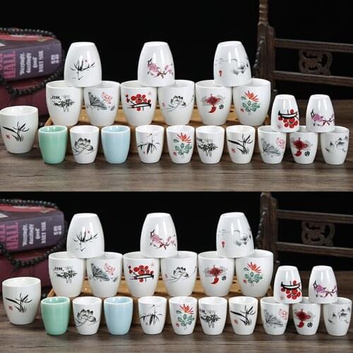 6PCS Ceramic Household White Spirit Shot Glass Set Creative Shot glass Goblet One Mouthful Shot Glass Set