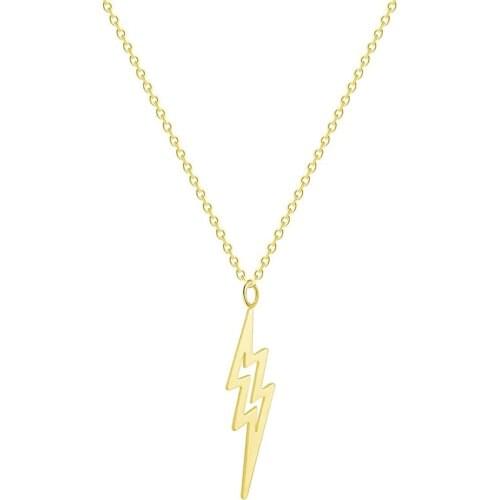 New Creative Simple Lightning Pendant Necklace Punk Hip Hop Mens Womens Fashion Accessories Exquisite Party Night Club Jewelry