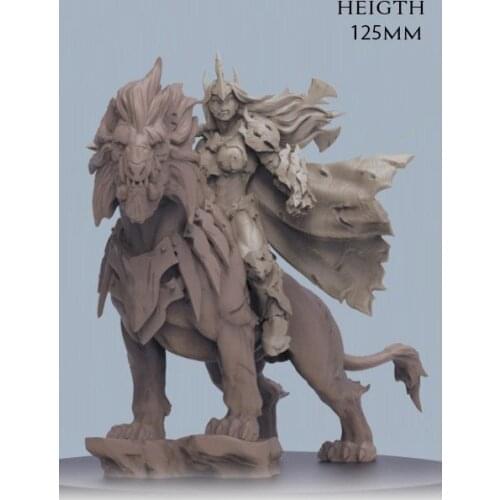 New Unassembled high 1/16 125mm ancient warrior with animal stand Resin Figure Unpainted Model Kit