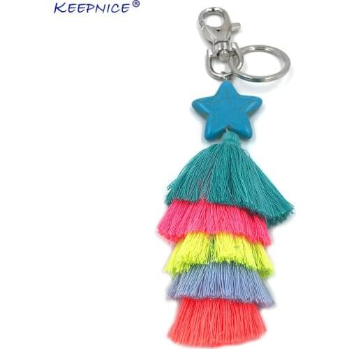 New Bohemian car key chains lanyards Key rings key finders peace symbol Keychains tassel pendants bag rings keychains woman