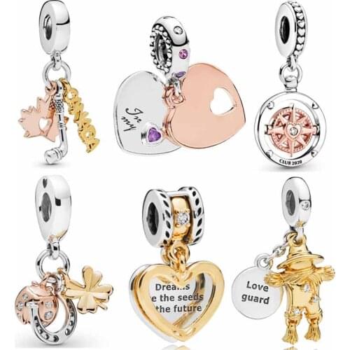 Original Shine Scarecrow Guardian 2020 Club Compass Pendant Bead Fit Europe Bracelet 925 Sterling Silver Charm Jewelry