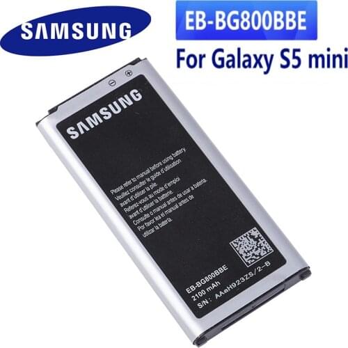 Original Replacement Battery For Samsung GALAXY S5 mini S5MINI G870A G870W SM-G800F Authentic EB-BG800BBE EB-BG800CBE 2100mAh