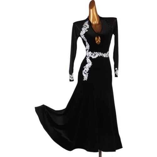 Black standard ballroom dress women waltz dress Dance wear ballroom dance dress modern dance costumes flamenco dress
