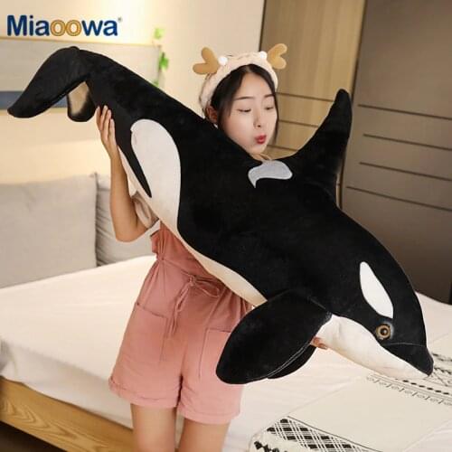 Simulation Killer Whale Plush Toys Stuffed Orcinus Orca Fish Doll Shark Cartoon Soft Sleep Pillow Kids Girls Baby Funny Gift