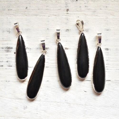 Black agates Water drop shape pendants ,black crystal charm for earring necklace
