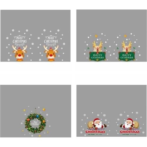 Cute Elk Christmas Wall Stickers Window Glass Festival Decals Santa Murals New Year Christmas Decorations For Home New