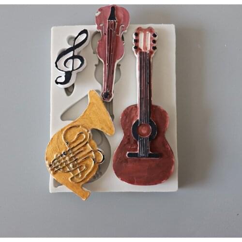 DIY Guitar Violin Note Saxophone Shaped Chocolate Baking Mold Food Grade Silicone Fondant Cake Decoration Mold
