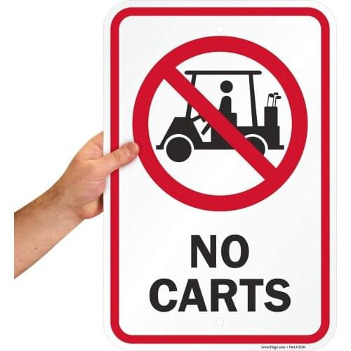 Señal SmartSign K8348AL12x8 "sin Carts", señal de campo de Golf, 12 "x 8", aluminio, negro/rojo, blanco