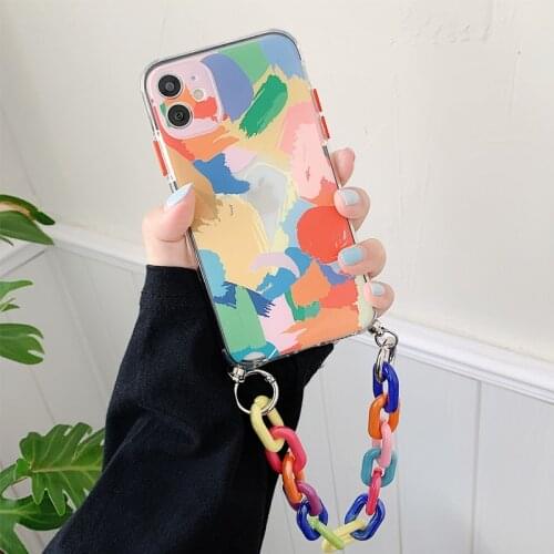 Colorful Chain Graffiti Bracelet Phone Case For iphone 12 Mini 11 Pro XS Max X XR 7 8 Plus SE 2020 Slicone Soft Back Cover Shell