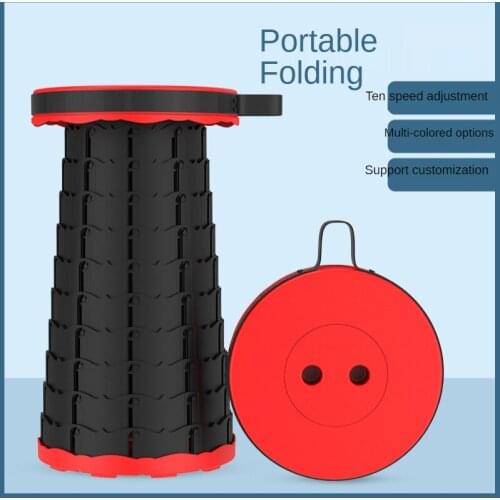Outdoor Retractable Folding Camping Stool Adjustable Portable Plastic Stool Camping Fishing Chair