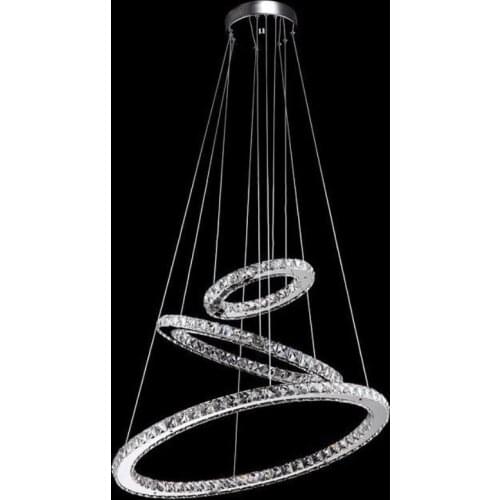 Modern led Chandeliers led lamps 3 ring stainless steel K9 crystal chandelier High-power living room led lustre light chandelier