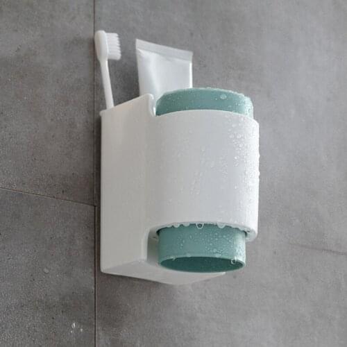 Toothbrush Racks Non-perforated Mouthwash Cups Wall-mounted Bathroom Wall-mounted Dental Cylinder Rack