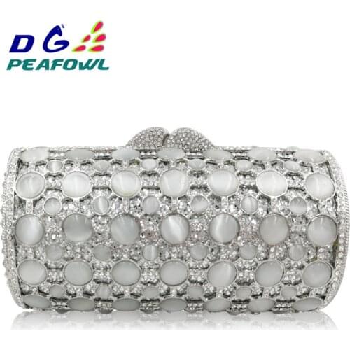 Rhinestones Women Evening Bags Metal Minaudiere Wedding Party stone Clutch Handbag Purse metal evening Bag