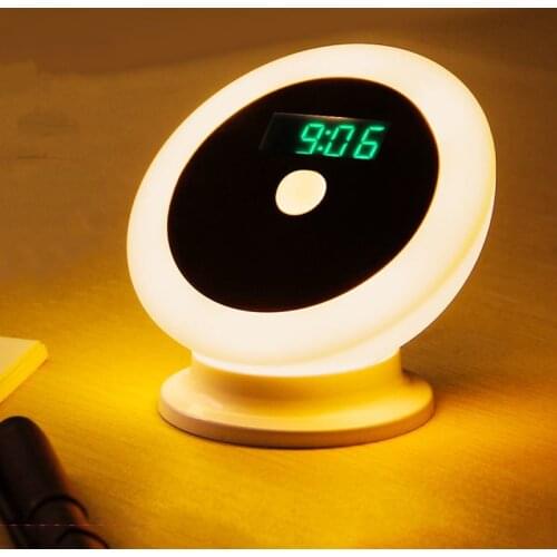 Motion Sensor Light With Clock AAA Battery Power Magnet LED Night Light For Bathroom Bedroom Corridor Wardrobe Cabinet Light