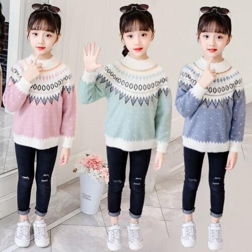 Free Baby Sweater Knit Patterns Vintage Big Girls Wool Knitted Fabric Mink Fur Coat Retro Style Princess Knit Crop Top 5-15 Year