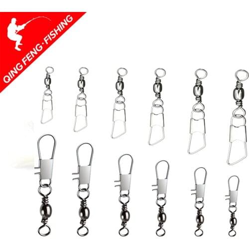 20Pcs/Bag Stainless steel swivels Fishing Connector Pin Bearing Swivel with Snap Fishhook Lure Tackle Accessories