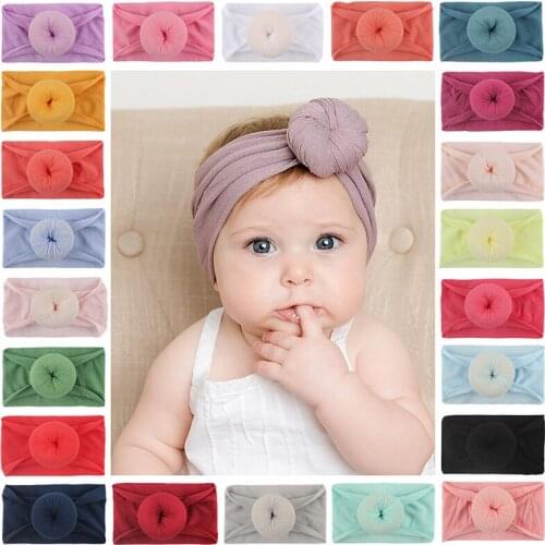 Spring Baby Headwear Baby Donut Cap Solid Turban for Girls