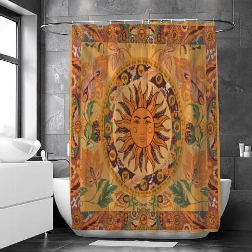 Burning Sun Flower Vines Shower Curtain Waterproof Mildew Proof Bathroom Curtain Waterproof Shower Curtain In The Bathroom
