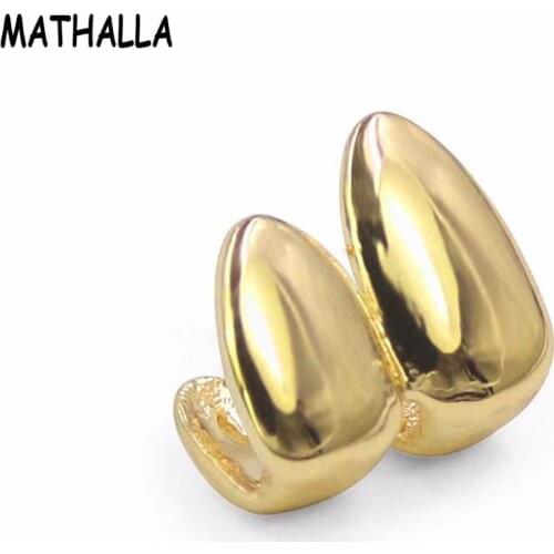 MATHALLA Hip Hop Teeth Baked Gold Plated Two-tooth Canine Teeth Top Upper Teeth Grill Vampire Canine Teeth Grillz