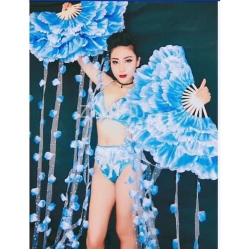 Women Singer Dancer Nightclub Cosplay Show Outfit Lovely Bat Rhinestones Printed Stretch Jumpsuit Evening Prom Party Bodysuit