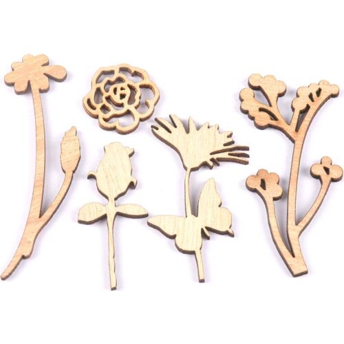 10Pcs Flowers And Plants Pattern Wooden Ornaments Wood Decoration Arts DIY Crafts Scrapbooking Handmade Embellishments M1849