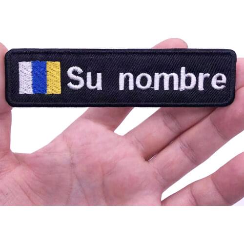 Canary Islands Flag 10X2.5cm Embroidery Custom Name Text Patch Stripes badge Iron On Or Velcro Backing Patches For Clothes