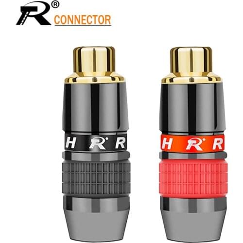 2Pcs/1Pair RCA Connector Gold plated RCA Plug Jack Socket audio adapter black&red in 1pair speaker plug