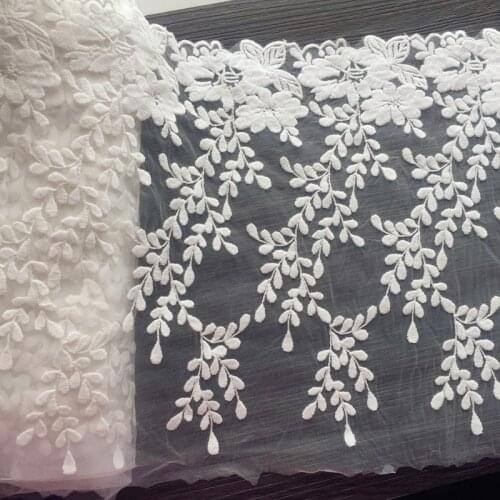 3Yard/Lot Exquisite Cotton Embroidery DIY Sewing Lace Trim Mesh Fabric 24CM Clothes Dress Decoration SM237