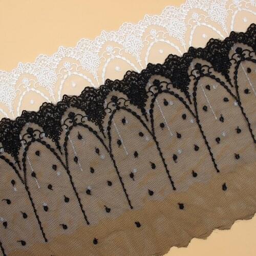 3Yds 20.5cm wide Black white mesh drop embroidery rayon lace home furnishing home textile mesh accessories AC689