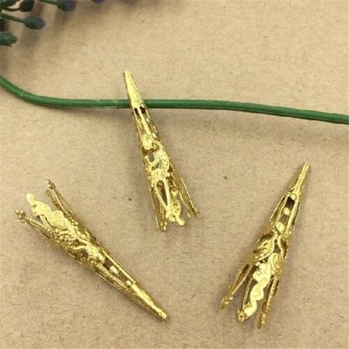 50 PCS 41*9mm Copper Tassels Cap Connectors 3 Colors Plated Bead Caps DIY Jewelry Component