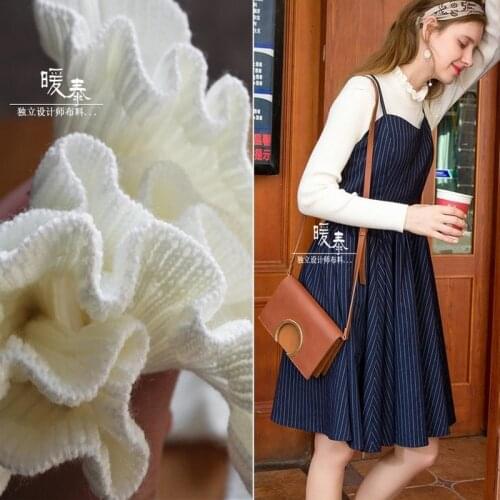 Wool Knit Wave Lace Trim High Elastic Beige Keep Warm DIY Ruffle Collar Cuff Decor Skirt Wedding Dress Designer Accessories 9cm