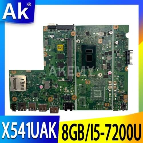 Akemy For Asus X541UA X541UAK X541UVK X541UJ X541UV X541U F541U R541U Motherboard laptop Motherboard W/ 8GB RAM SR2ZU I5-7200U