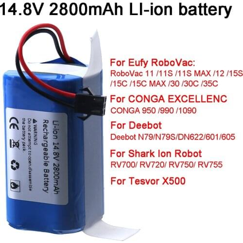 Upgrade battery 14.8V 2800mAh for Conga Excellence 950 990 1090 Ecovacs Deebot N79 N79S DN622, Eufy Robovac 11 11S 12 15C 35C