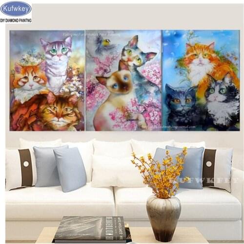 Diamond painting 3 pcs embroidery diamond mosaic cat lover Diamond Painting Cross Stitch diy full drill square mosaic animals