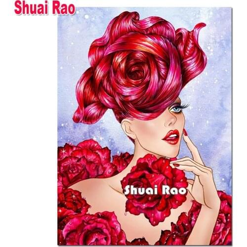 Red Sexy Lady diamond painting Sale diamond embroidery,5 d diy full square round Diamond mosaic attractiveness Gril