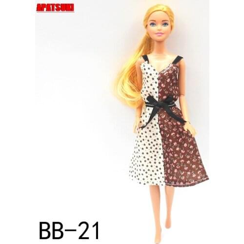 White Brown Patchwork Floral Fashion Doll Clothes For Barbie Doll Outfits 1/6 Dolls Accessories Party Dress Toys For Children