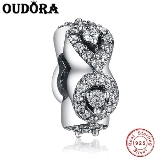Sterling 925 Silver Spacer Charms Bead Fit Original Pandora Charms Bracelet Heart Charm Beads DIY Jewelry Making Berloque