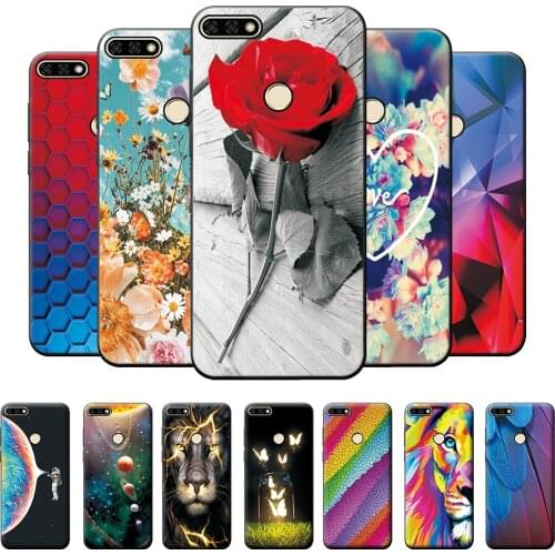 Case For Honor 7C Case Cover Huawei Honor 7C TPU Cases Fashion Soft Silicone Cute Case For Huawei Honor 7C 7 C Rose Bumper 5.99