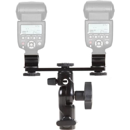 Photo Cold Hotshoe Holder Support 2pcs Camera Flash Speedlite Dual Flashlight Bracket Umbrella Stands Tripod