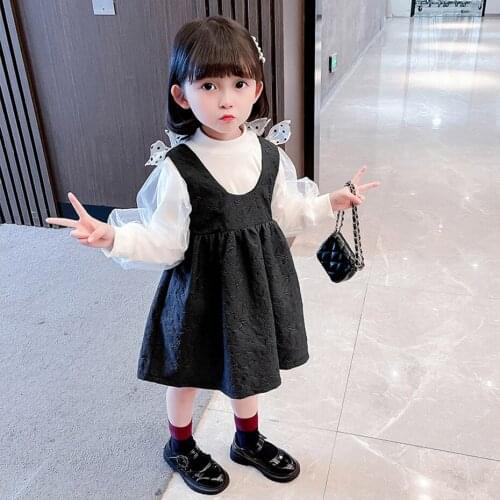 Kids Clothes Girls Solid Color Girl Clothes Blouse + Dress Girl Clothing Spring Autumn Childrens Clothes