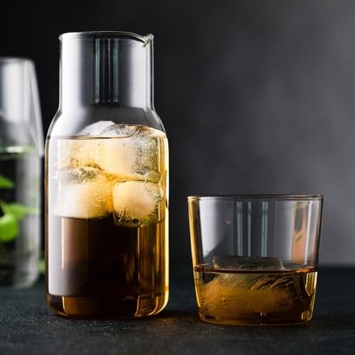 Water Carafe with Tumbler Glass Water Bottle Cup Sets Heat Resistant Milk Cups Teacup Clear Juice Wine Glass Mouthwash Bottle