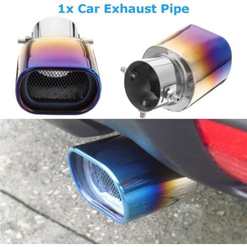 Grilled Blue Universal Stainless Steel Car Square Muffler Exhaust Tail Pipe Tip