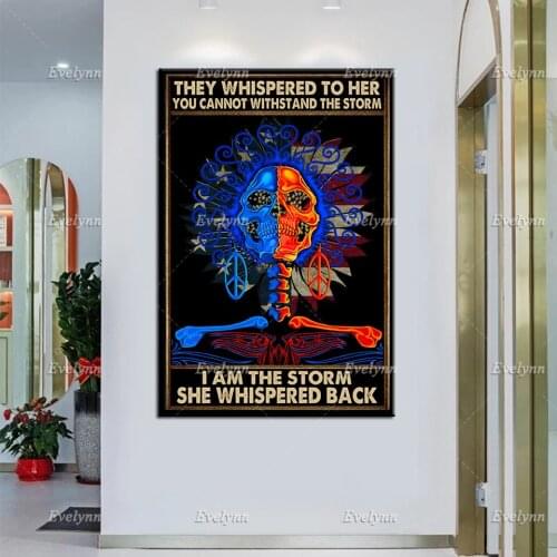 I Am The Storm, Hippie Poster,Wall Decor,Home Decor,Hippie Art Print,Hippie Wall Decor, Skull Poster, Hippie Girl, Peace Symbol