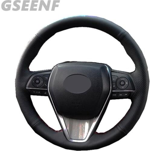 Car Steering Wheel Cover For Toyota RAV4 AX50 Corolla G12 Axio Altis Camry Xv70 Avalon 2019-2020 Black DIY Artificial Leather