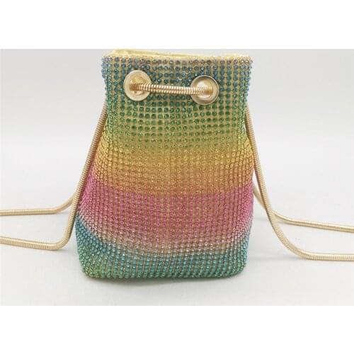 Rainbow Color Exquisite Handbags Crystal Clutch Bags Rhinestone Party Crossbody Bag Women Mini Chain Shoulder Purses