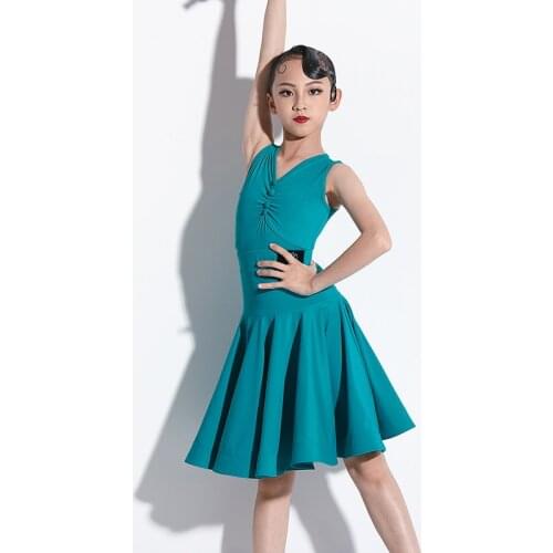 Kids Latin Dance Clothes Professional Sleeveless Jumpsuit Girls Practice Skirt Latin Competition Dress Rumba Tango 2PCS DWY5724