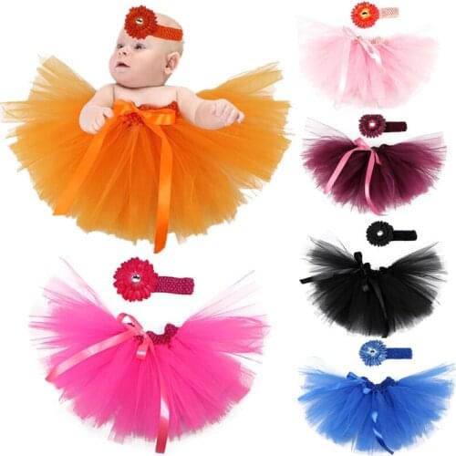 3 Pcs Baby Infants Mesh Tutu Skirt Strap Flower Headband Set Photography Props XXFE