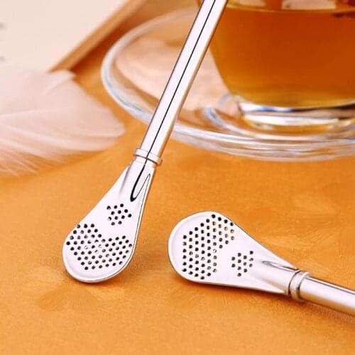 Stainless Steel Drinking Straw Spoon Tea Filter Yerba Mate Tea Straws Bombilla Gourd Reusable Tea Tools Bar Accessories