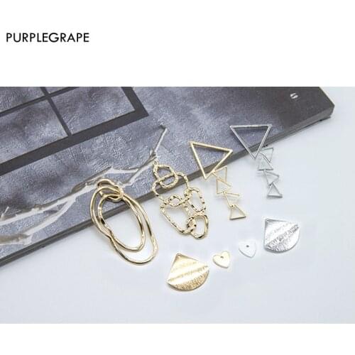PURPLEGRAPE Minimalism European and American fashion Copper Irregular geometry Stitching art Pendant DIY handmade earrings