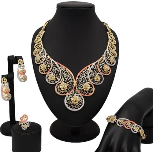 Mirafeel Dubai Fashion Gold Jewelry Sets for Women Choker Necklace Ring Charm Earrings African Wedding Bridal Jewelry Set